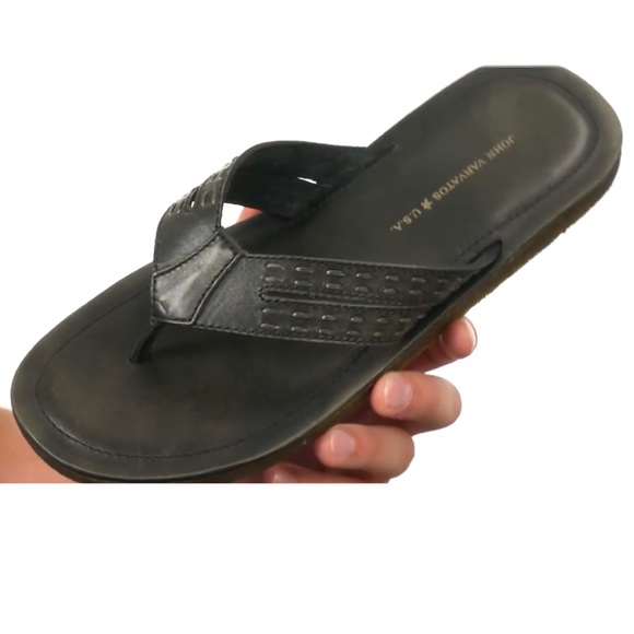 John Varvatos Thong Sandals Star USA Tobago Stitched Leather Slip Ons Slides Box - Picture 7 of 15